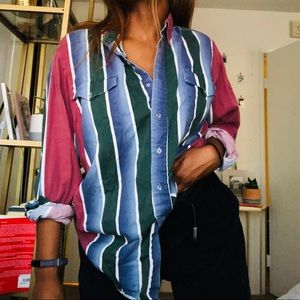 Colorful striped button down